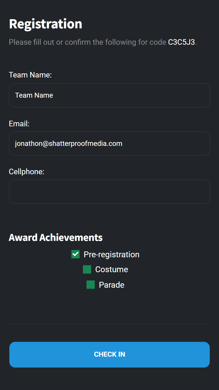 PathQuest Check-In screen